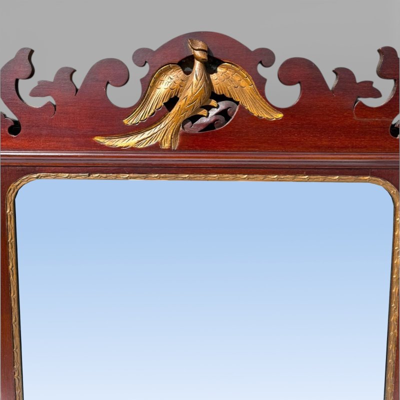 Antique 19th Century Chippendale Style Carved Mahogany & Gilt Wall Mirror - Image 9